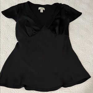 LOFT satin Black Short Sleeve Top